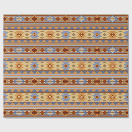 Southwest Pattern Design Rust Grey Gold Cadeaupapier (Vlak)