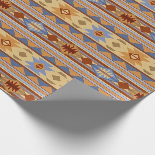 Southwest Pattern Design Rust Grey Gold Cadeaupapier (Hoek)