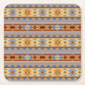 Southwest Pattern Design Rust Grey Gold Kartonnen Onderzetters (Voorkant)