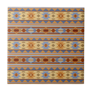 Southwest Pattern Design Rust Grey Gold Tegeltje