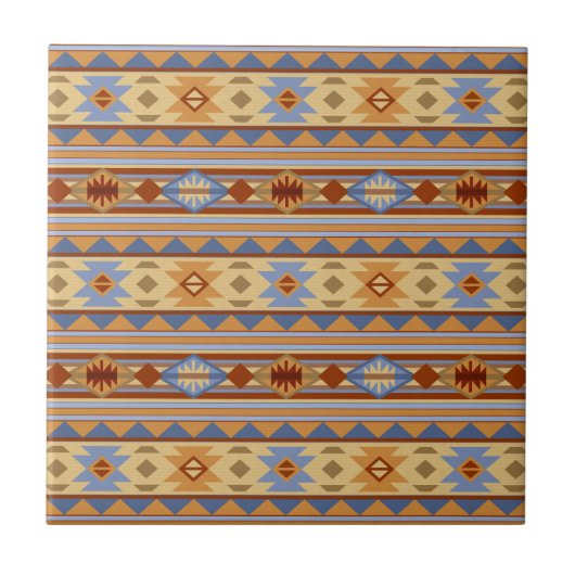 Southwest Pattern Design Rust Grey Gold Tegeltje (Voorkant)