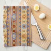 Southwest Pattern Design Rust Grey Gold Theedoek (Quarter Fold)