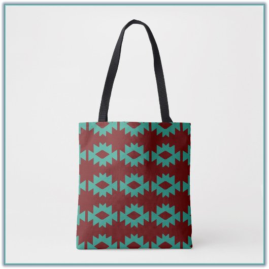 Southwest Pattern Turquoise Canvas tas