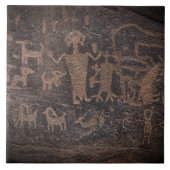Southwest Petroglyph Black en Brown Ceramic Tile Tegeltje (Voorkant)