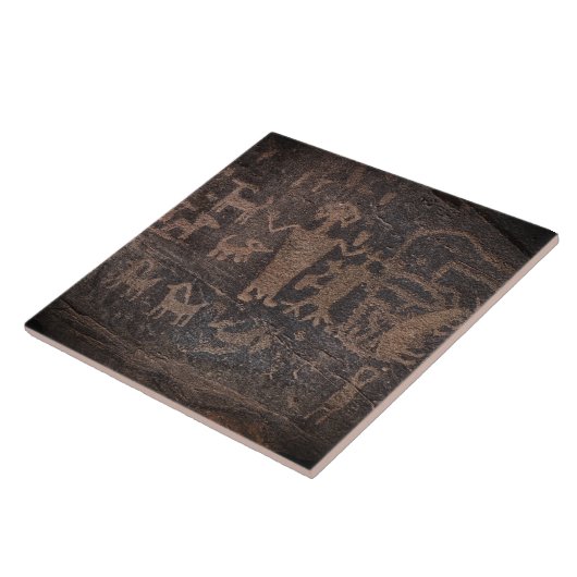 Southwest Petroglyph Black en Brown Ceramic Tile Tegeltje (Zijkant)