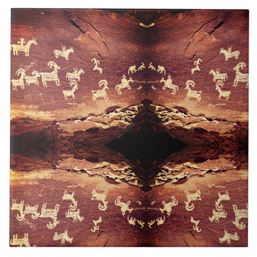 Southwest Petroglyph Ceramic Tile Tegeltje (Voorkant)
