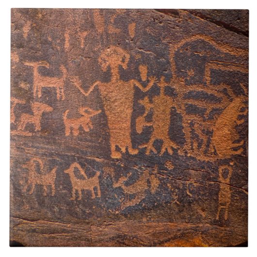 Southwest Petroglyph Ceramic Tile Tegeltje (Voorkant)