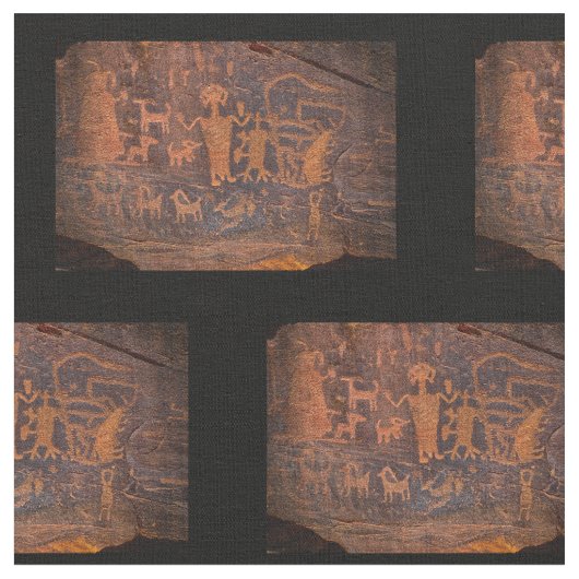 Southwest Petroglyph Cotton Fabric Stof (Close Up)