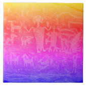 Southwest Petroglyph Deep Fluorescent Ceramic Tile Tegeltje (Voorkant)