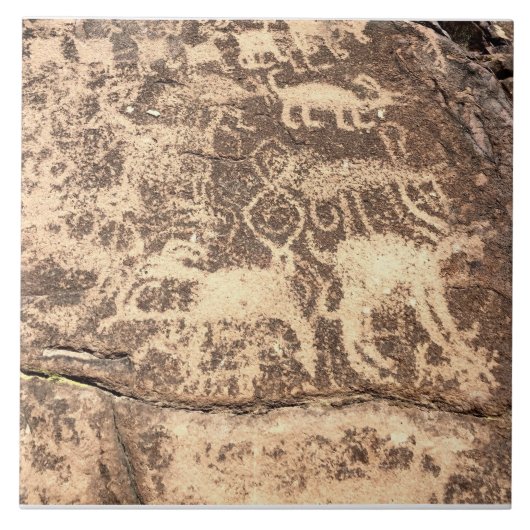 Southwest Petroglyph Hieroglyph Ceramic Tile Tegeltje (Voorkant)
