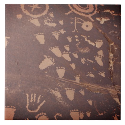 Southwest Petroglyph Native American Footprint ST Tegeltje (Voorkant)