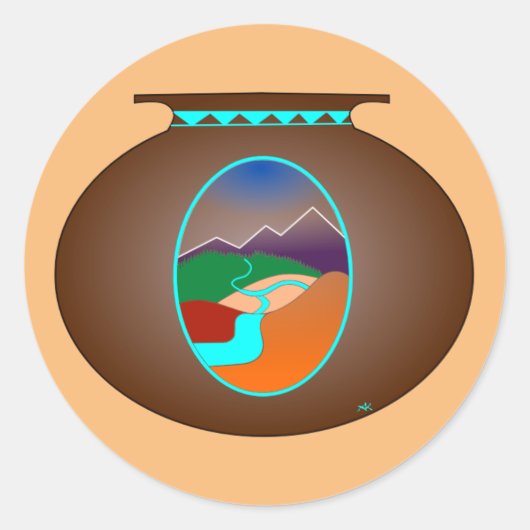 Southwest Pottery Ronde Sticker (Voorkant)