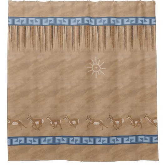 Southwest Pronghorn Rock Art Design Douchegordijn (Voorkant)
