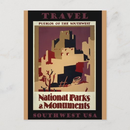Southwest Pueblos USA Vintage Poster Briefkaart (Voorkant)