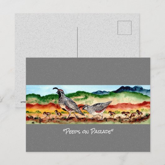 Southwest Quail-woestijn — uniek Briefkaart Waterv (Voorkant / Achterkant)