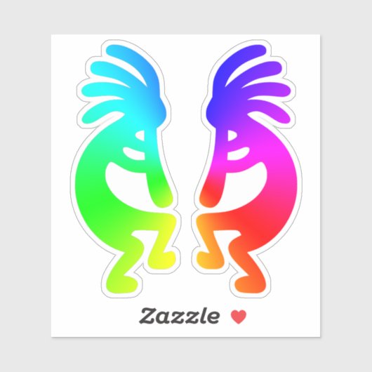 Southwest Rainbow Gradient Kokopelli Pair Sticker (Vel)