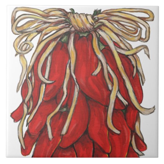 Southwest Red Chili Chili Ristra Top Tile House #s Tegeltje (Voorkant)