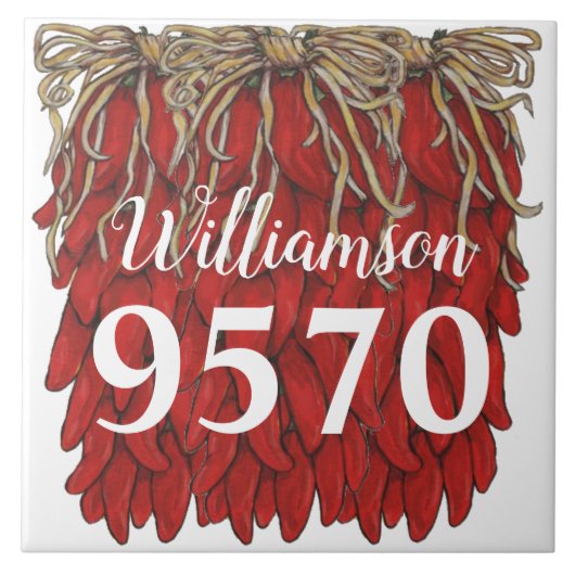 Southwest Red Chili Pepper Custom Name Address #s Tegeltje (Voorkant)