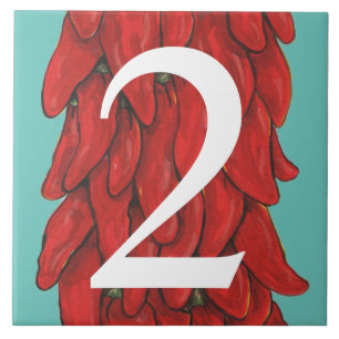 Southwest Red Chili Pepper House #2 Two Turquoise Tegeltje