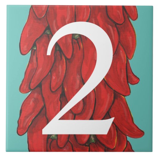 Southwest Red Chili Pepper House #2 Two Turquoise Tegeltje (Voorkant)