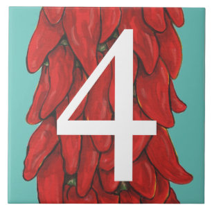 Southwest Red Chili Pepper House #4 Turquoise Tegeltje
