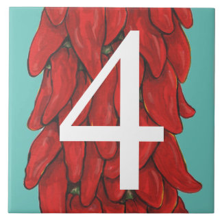 Southwest Red Chili Pepper House #4 Turquoise Tegeltje