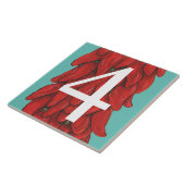 Southwest Red Chili Pepper House #4 Turquoise Tegeltje (Zijkant)