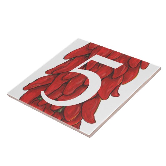 Southwest Red Chili Pepper House Nummer 5 Tegeltje (Zijkant)