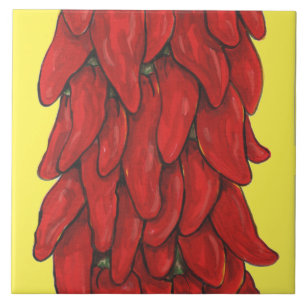 Southwest Red Chili Pepper Ristra Middle Yellow Tegeltje