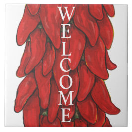 Southwest Red Chili Pepper Ristra Welkom Midden Tegeltje