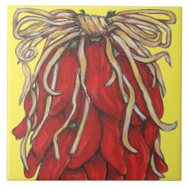 Southwest Red Chili Ristra Top House # Yellow Tegeltje