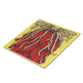 Southwest Red Chili Ristra Top House # Yellow Tegeltje (Zijkant)