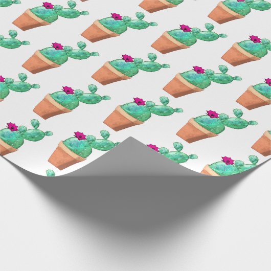 Southwest Red Flowering Potlood Cactus Pattern Cadeaupapier (Hoek)