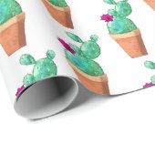 Southwest Red Flowering Potlood Cactus Pattern Cadeaupapier (Rol Hoek)