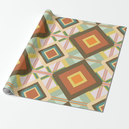 Southwest Retro Pop Art Diamonds Patroon Cadeaupapier (Uitgerold)