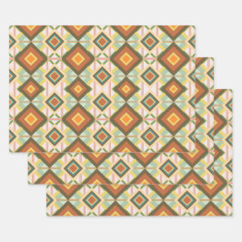 Southwest Retro Pop Art Diamonds Patroon Inpakpapier Vel