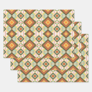 Southwest Retro Pop Art Diamonds Patroon Inpakpapier Vel
