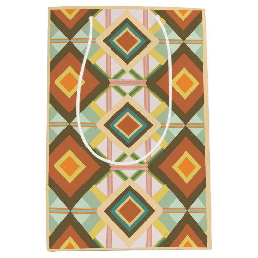 Southwest Retro Pop Art Diamonds Patroon Medium Cadeauzakje (Voorkant)