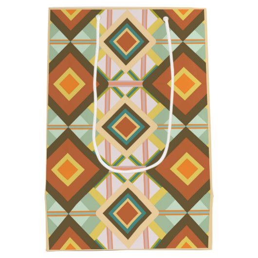Southwest Retro Pop Art Diamonds Patroon Medium Cadeauzakje (Achterkant)
