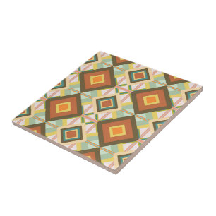 Southwest Retro Pop Art Diamonds Patroon Tegeltje