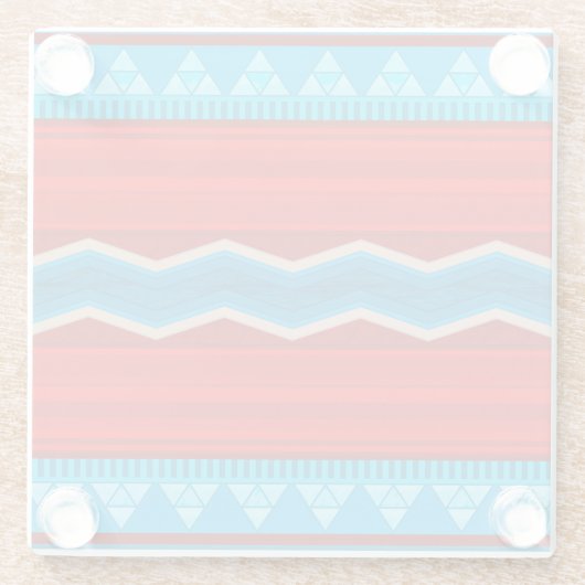 Southwest River Canyon Geometric Red Turquoise Glazen Onderzetter (Achterkant)