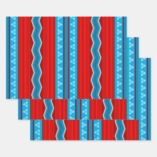 Southwest River Canyon Geometric Red Turquoise Inpakpapier Vel (Set)
