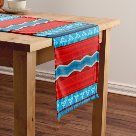 Southwest River Canyon Geometric Red Turquoise Lange Tafelloper (Voorbeeld)