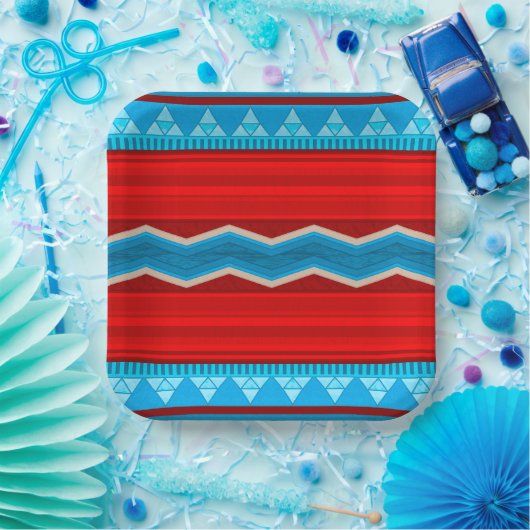 Southwest River Canyon Geometric Red Turquoise Papieren Bordje (Feest)