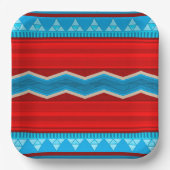 Southwest River Canyon Geometric Red Turquoise Papieren Bordje (Voorkant)
