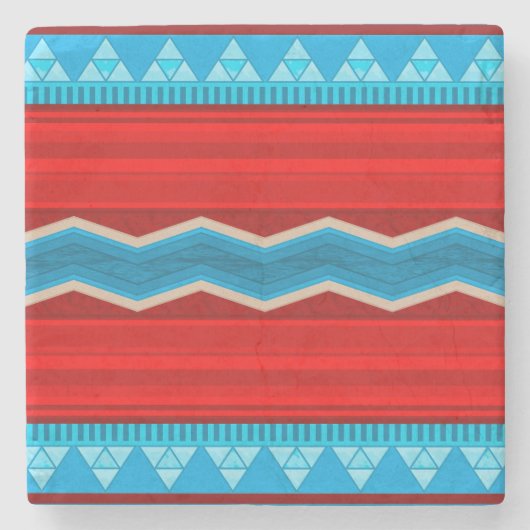 Southwest River Canyon Geometric Red Turquoise Stenen Onderzetter (Voorkant)