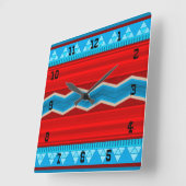 Southwest River Canyon Geometric Red Turquoise Vierkante Klok (Hoek)