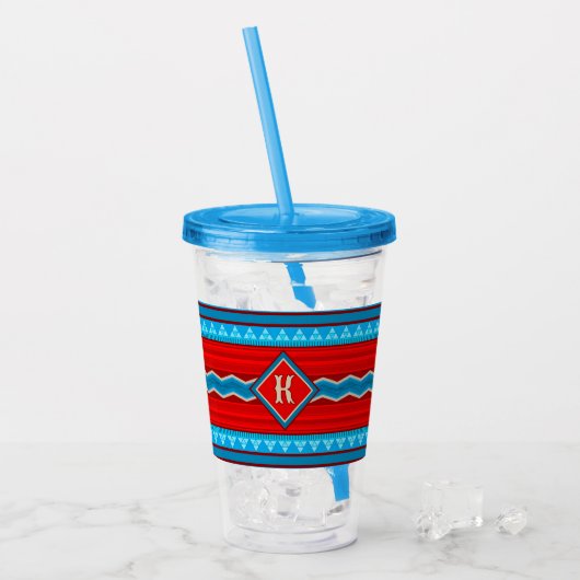 Southwest River Canyon Red Turquoise Monogram Acryl Drinkbeker (Voorkant ijs)