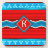 Southwest River Canyon Red Turquoise Monogram Bier Onderzetter (Voorkant)