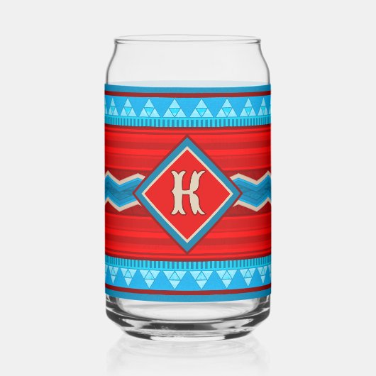 Southwest River Canyon Red Turquoise Monogram Blikvorm Glas (Voorkant)